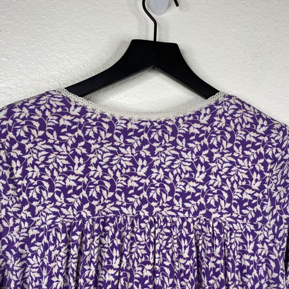 Eileen West Nightgown Women's Purple Floral Sweetheart Neck Modal Grandma Size M - Picture 9 of 12